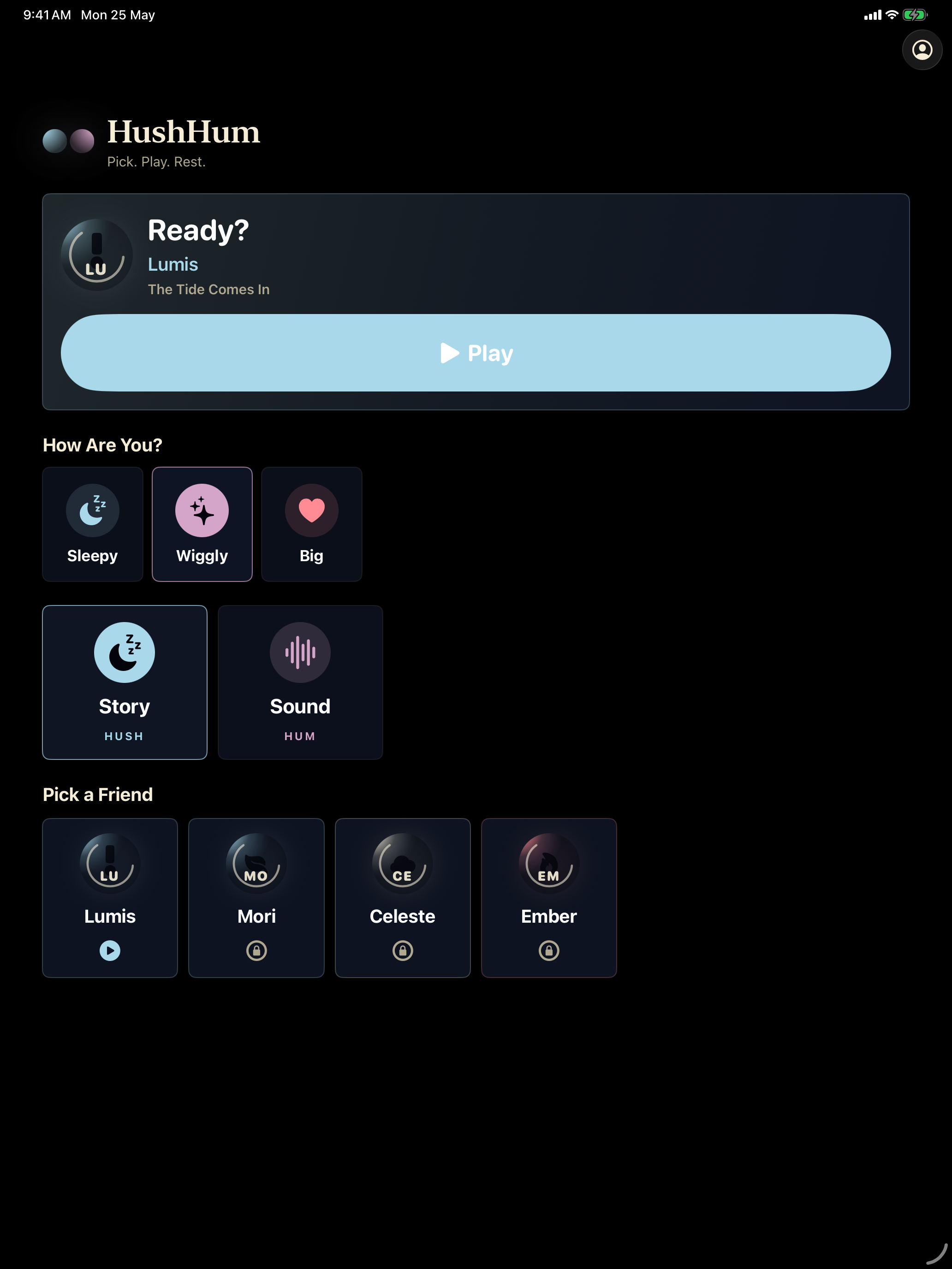 HushHum iPad bedtime home preview